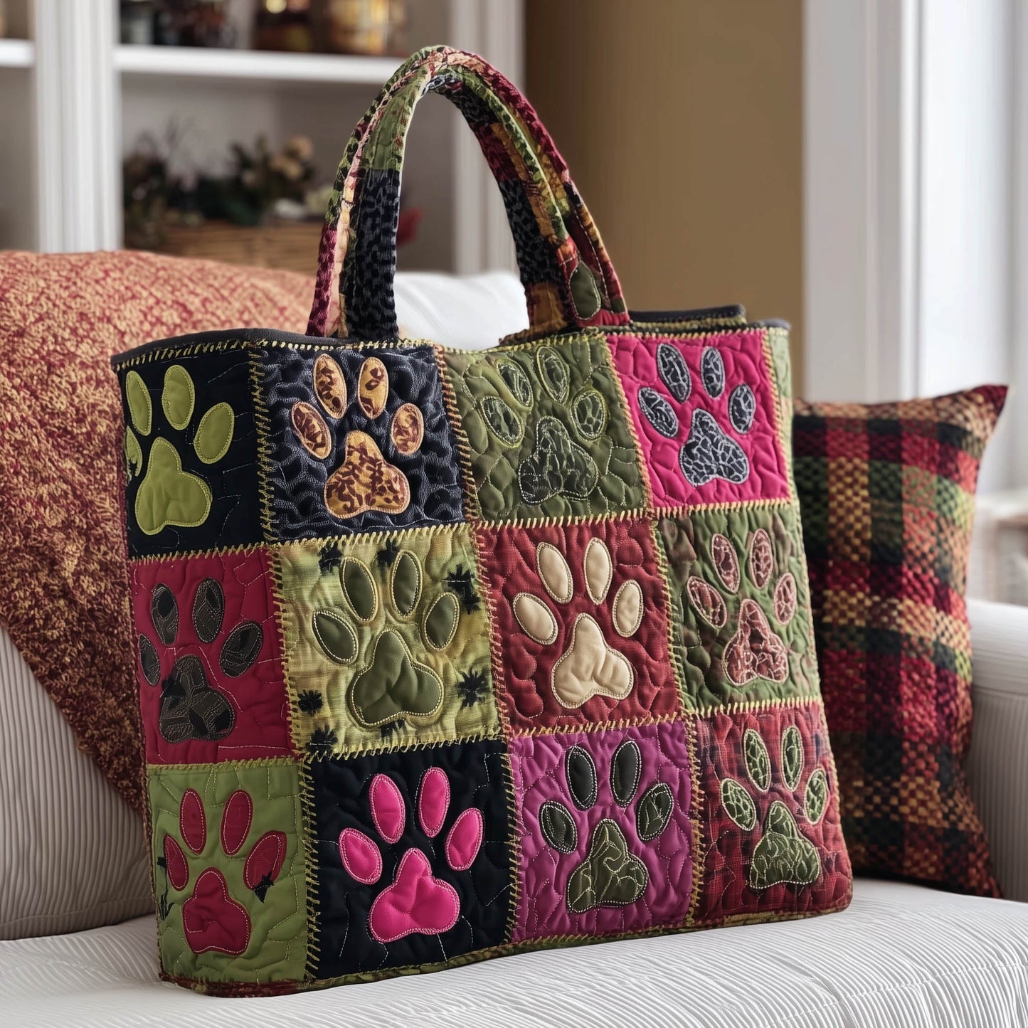 Pawsome Patchwork Quilted Tote Bag GFTONT5733