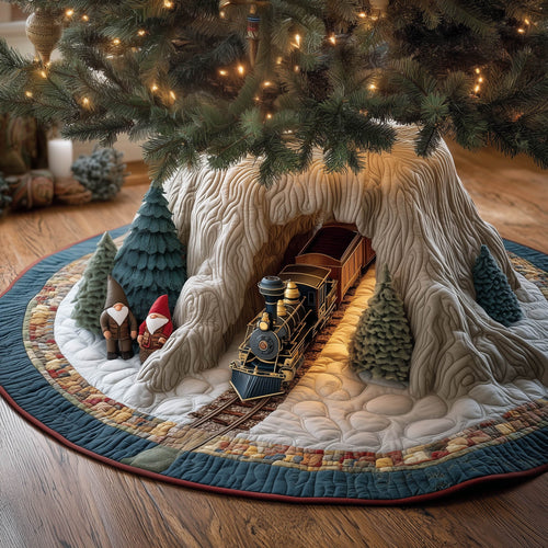 Gnome Railway Quilted Tree Skirt GFTONT5753