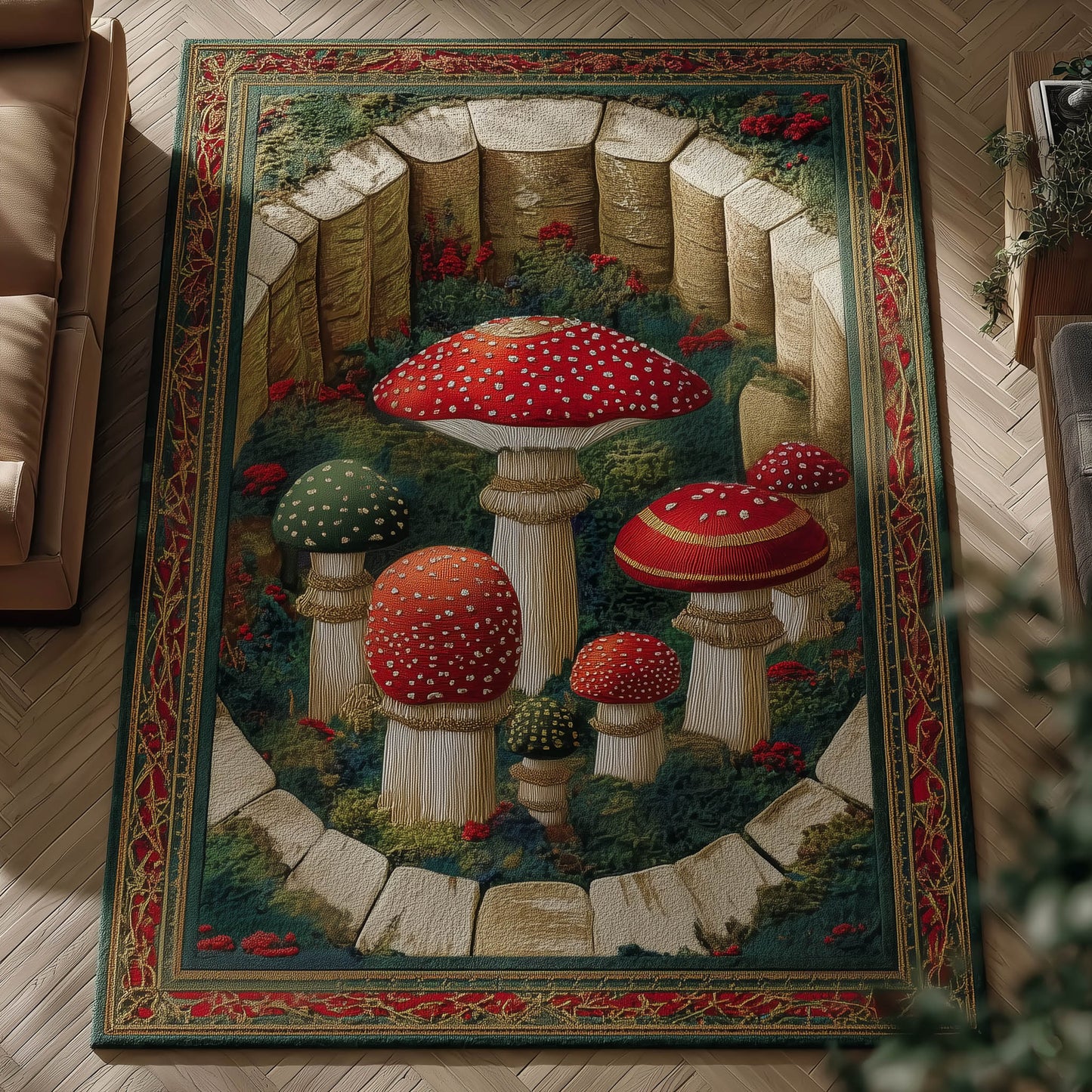 Mushroom Garden Area Rug GFTONT5804