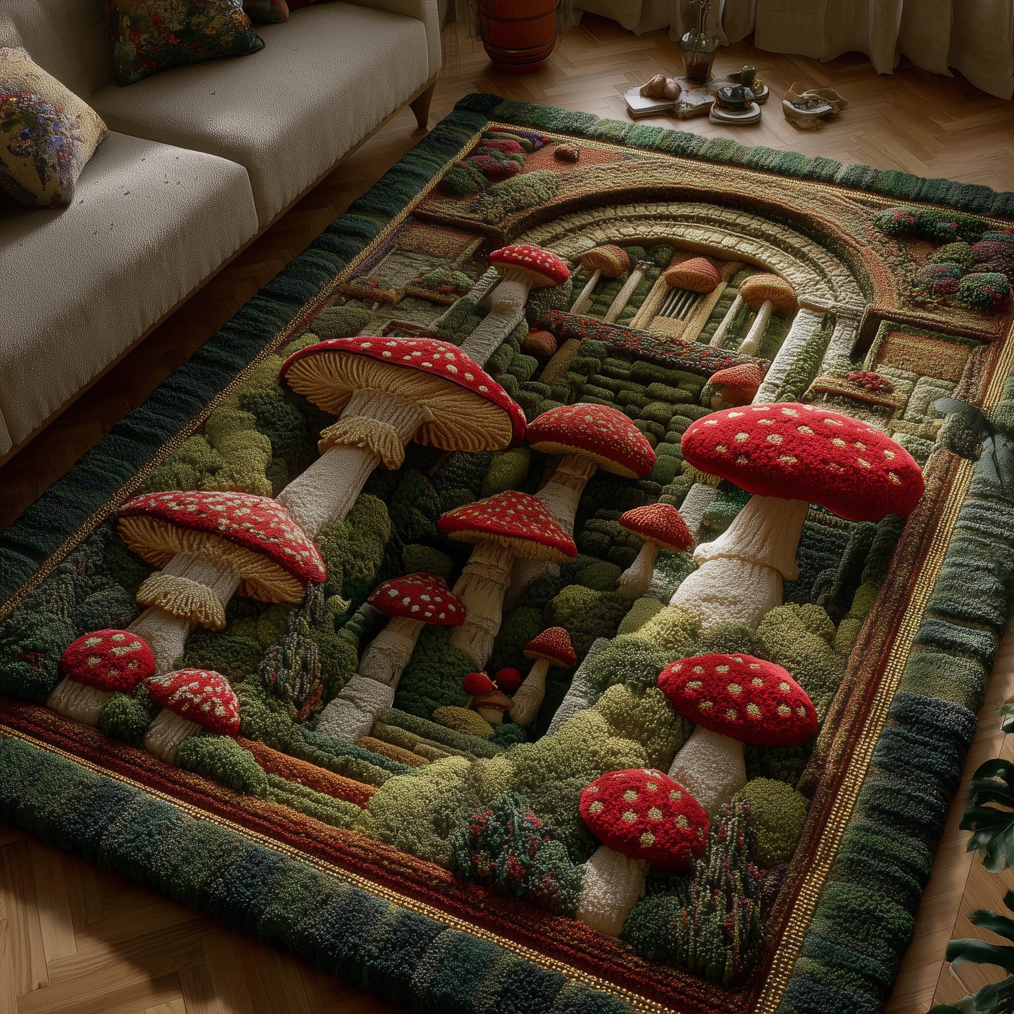 Mushroom Garden Area Rug GFTONT5805