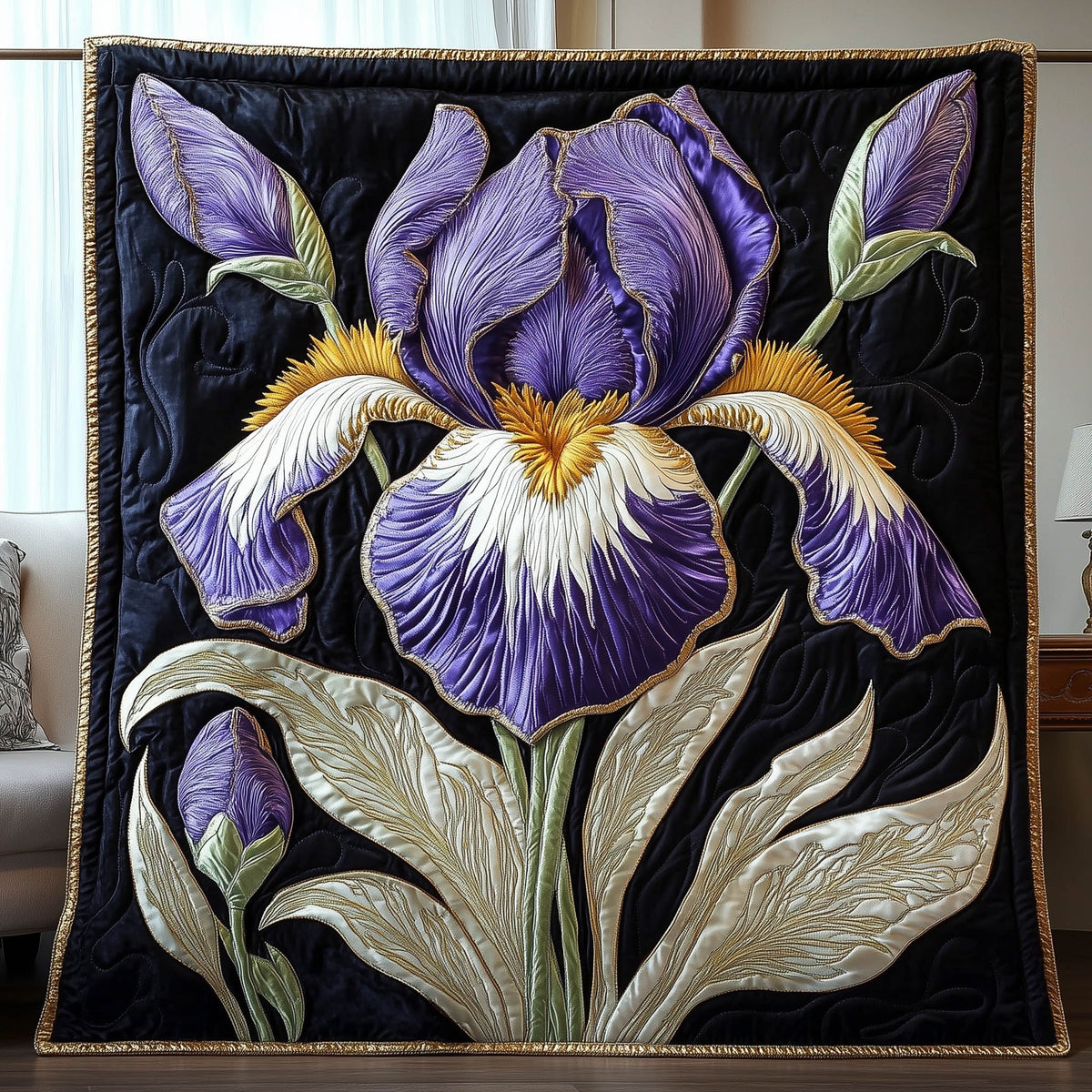 Elegant Iris Quilted Blanket GFTONT5996
