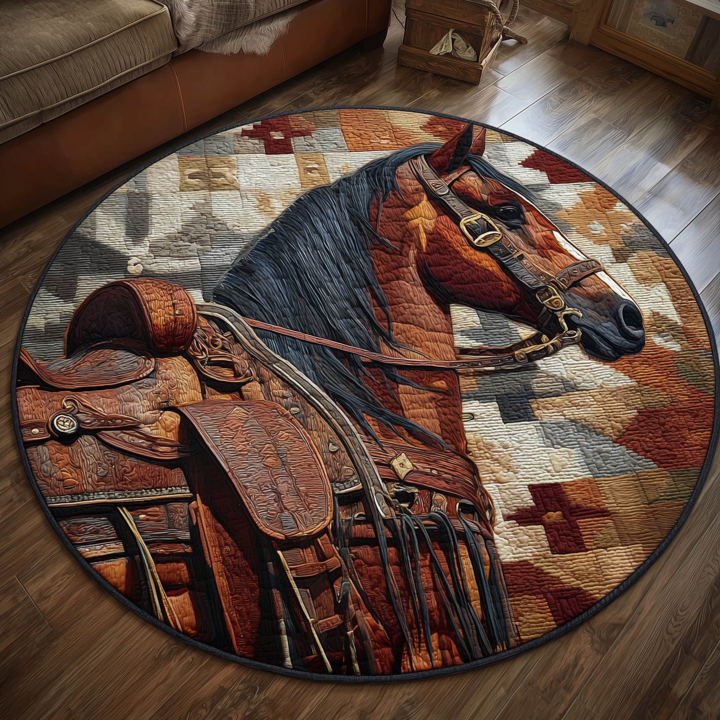 Prairie Horse Quilted Round Mat GFTONT6073