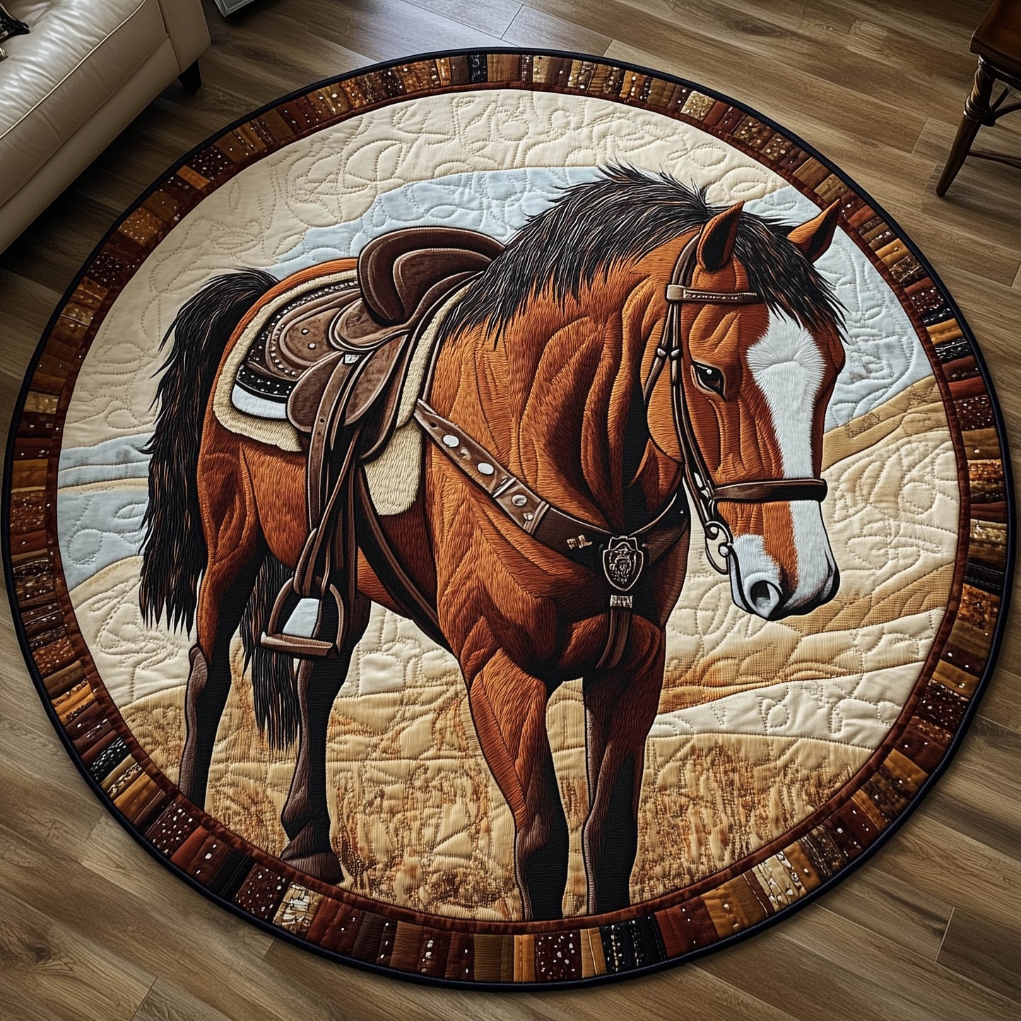 Prairie Horse Quilted Round Mat GFTONT6074
