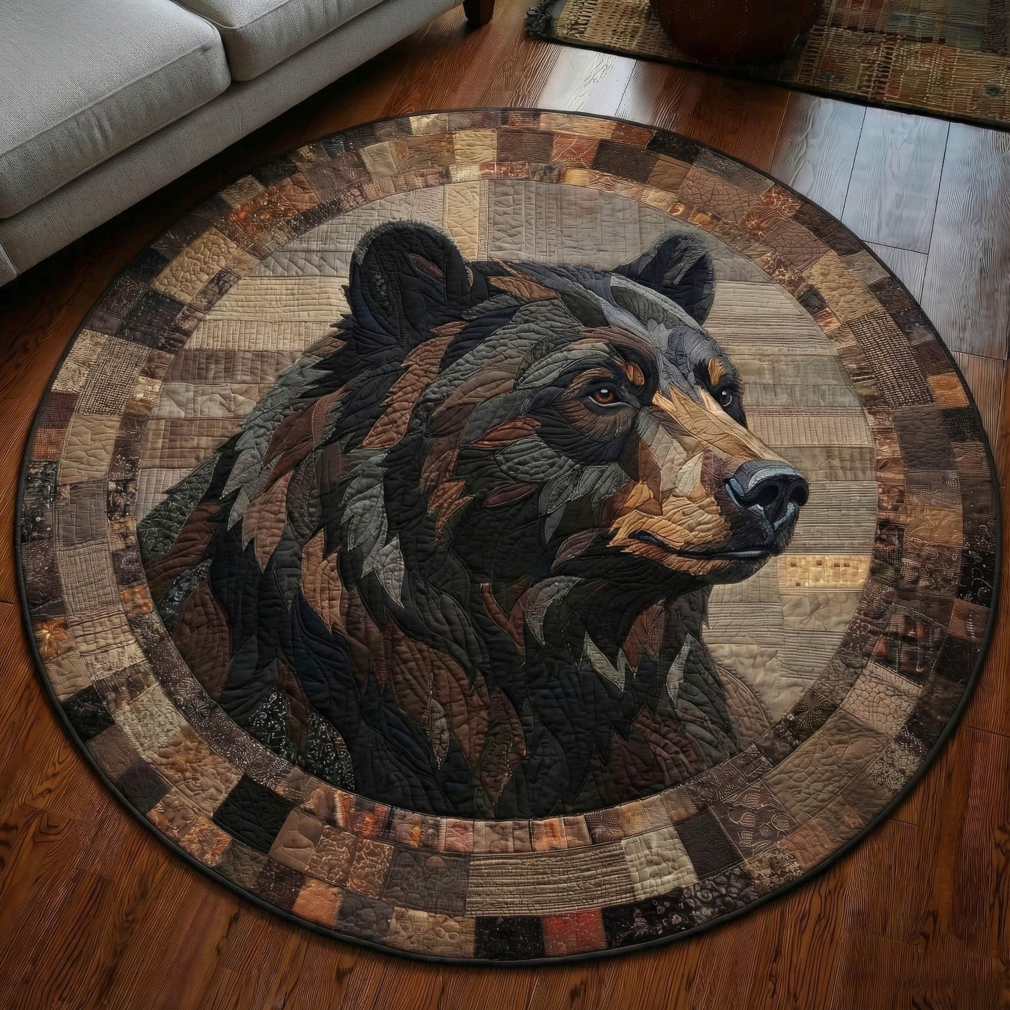 Rustic Bear Quilted Round Mat GFTONT6079
