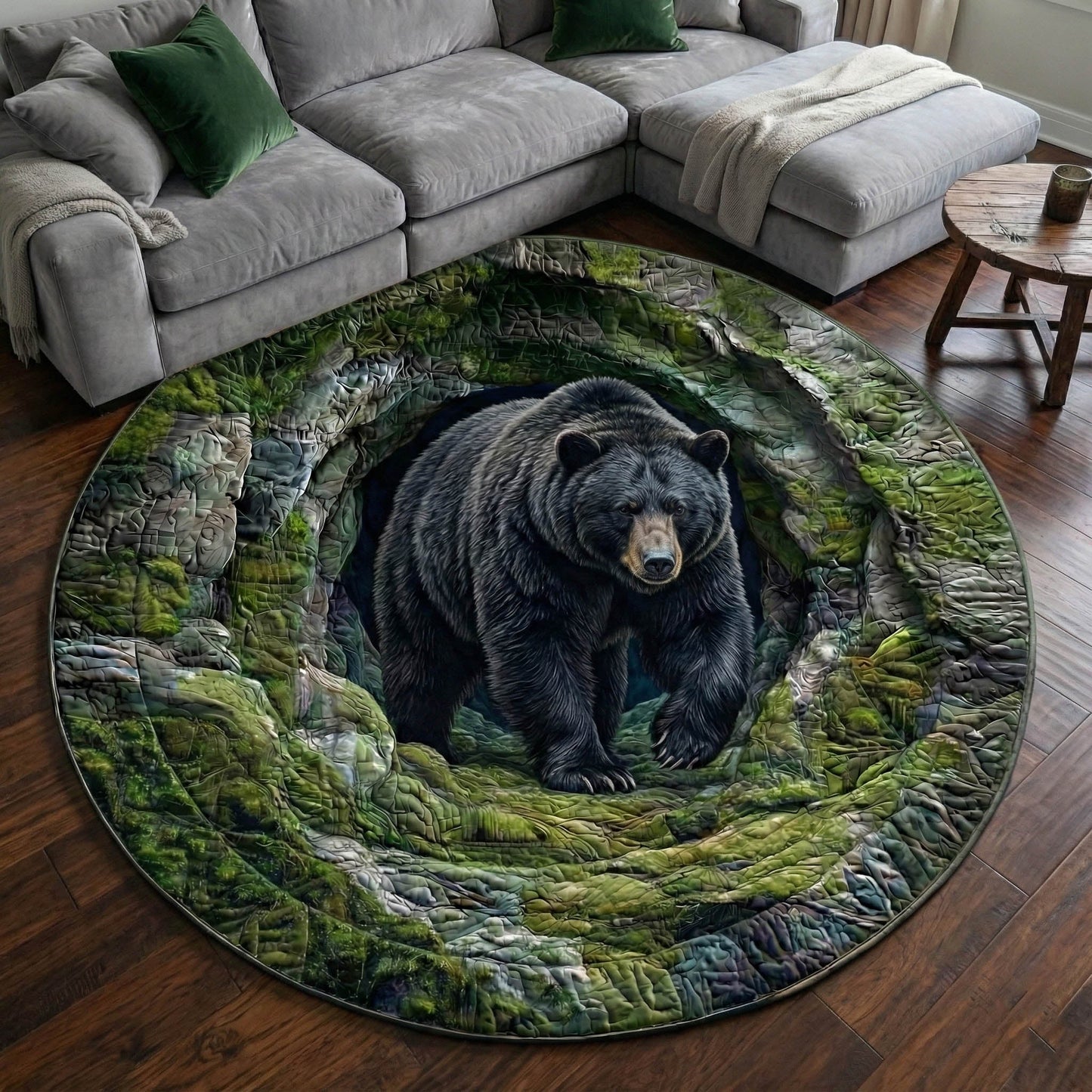 Rustic Bear Quilted Round Mat GFTONT6081