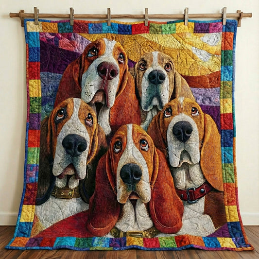 Basset Hound Assemble Quilted Blanket GFTONT6084