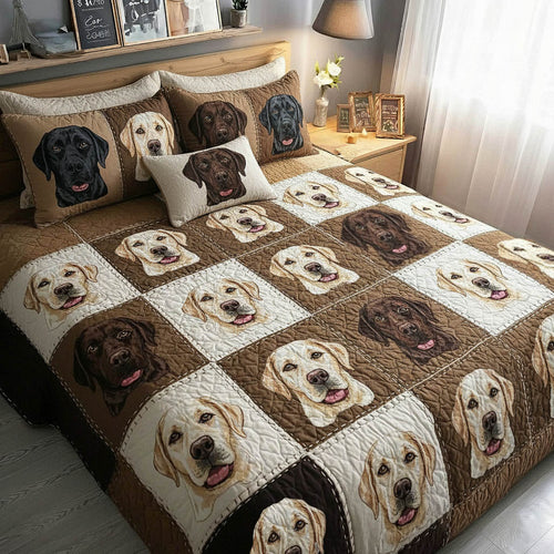 Adorable Labrador 3-Piece Quilted Bedding Set GFTONT6130