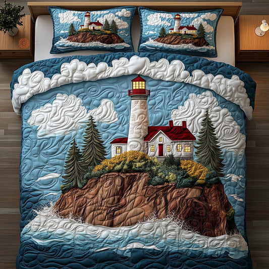 Cliffside Lighthouse 3-Piece Quilted Bedding Set GFTONT6204