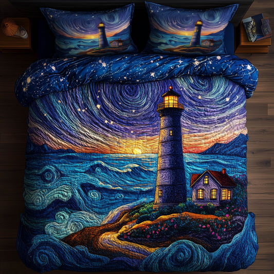 Twilight Lighthouse 3-Piece Quilted Bedding Set GFTONT6206