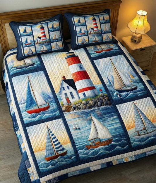 Coastal Patchwork 3-Piece Quilted Bedding Set GFTONT6207