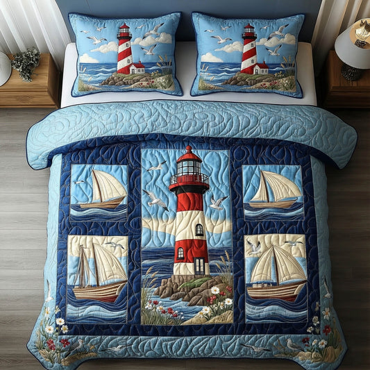 Coastal Patchwork 3-Piece Quilted Bedding Set GFTONT6208