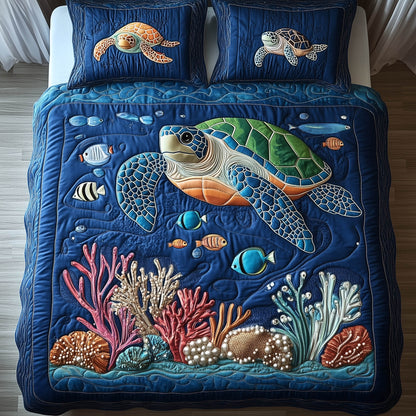 Turtle 3-Piece Quilted Bedding Set GFTONT6210