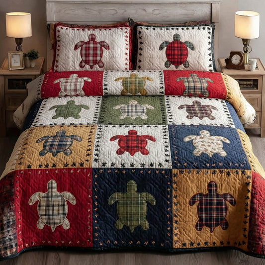 Turtle Patchwork 3-Piece Quilted Bedding Set GFTONT6211
