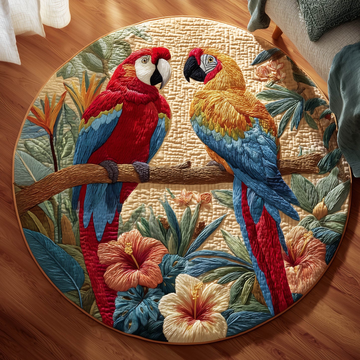 Tropical Parrot Quilted Round Mat GFTONT6242