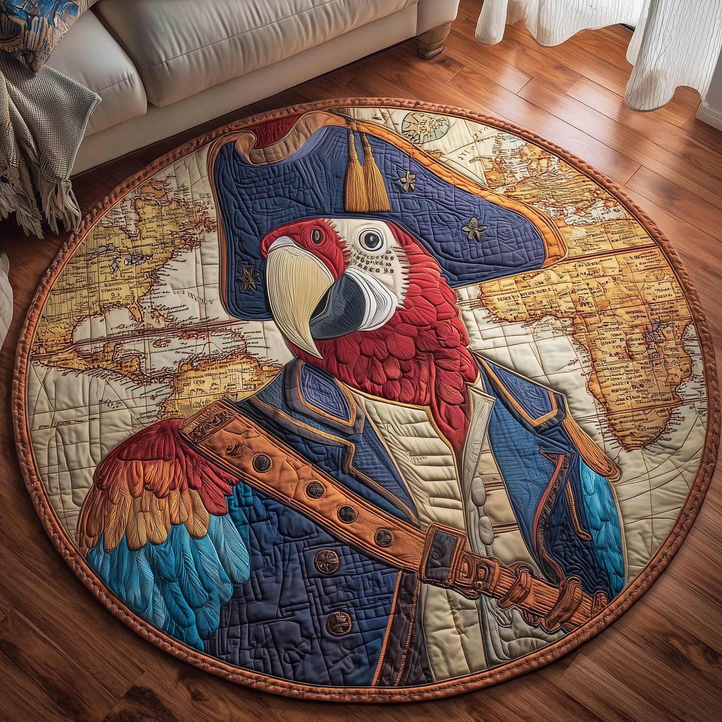 Charming Parrot Quilted Round Mat GFTONT6244