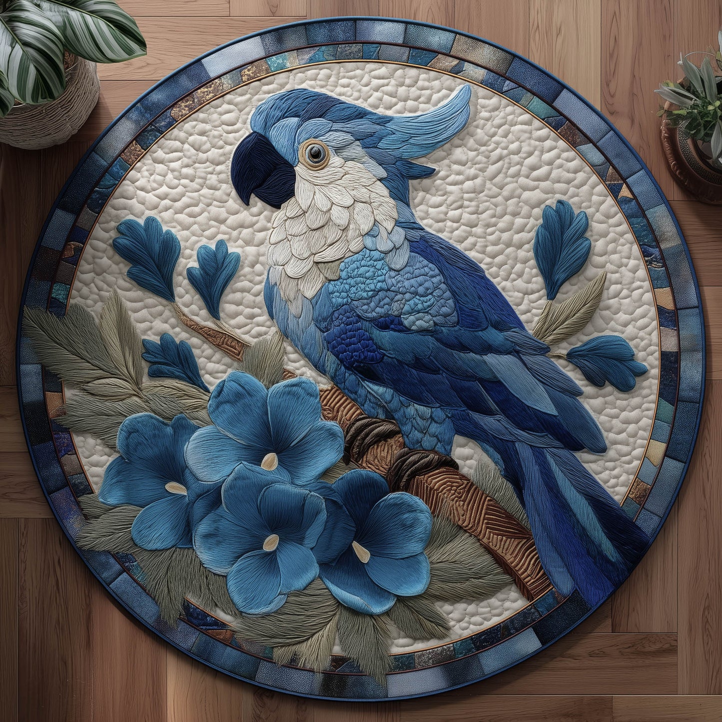 Nemophila Cocaktoo Quilted Round Mat GFTONT6245