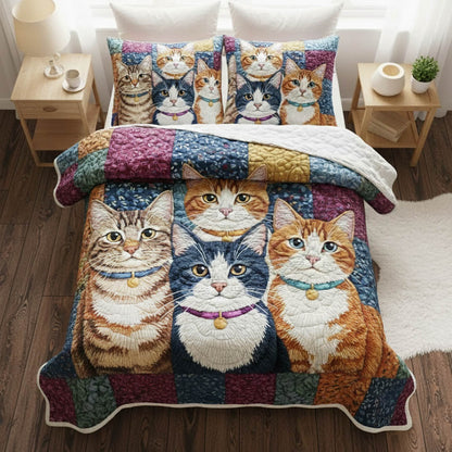 Playful Kittens 3-Piece Quilted Bedding Set GFTONT6251