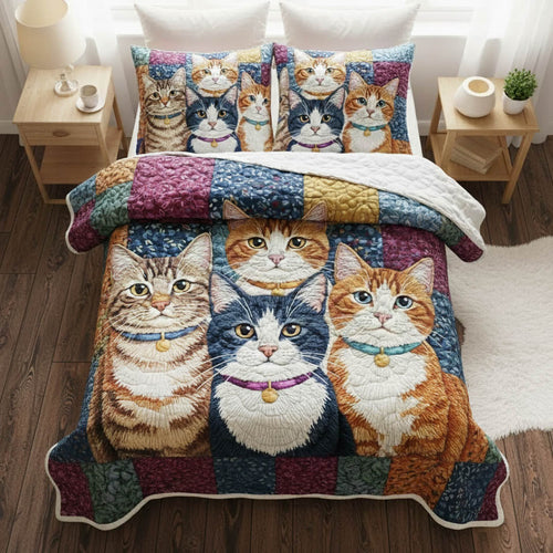Playful Kittens 3-Piece Quilted Bedding Set GFTONT6251