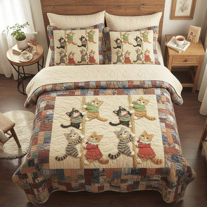 Playful Kittens 3-Piece Quilted Bedding Set GFTONT6254