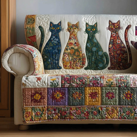 Whimsical Cats Quilted Sofa Cover GFTONT6283