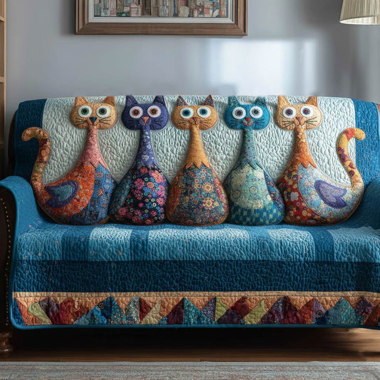 Whimsical Cats Quilted Sofa Cover GFTONT6284