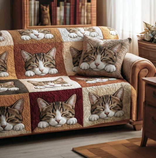 Charming Cat Quilted Sofa Cover GFTONT6285