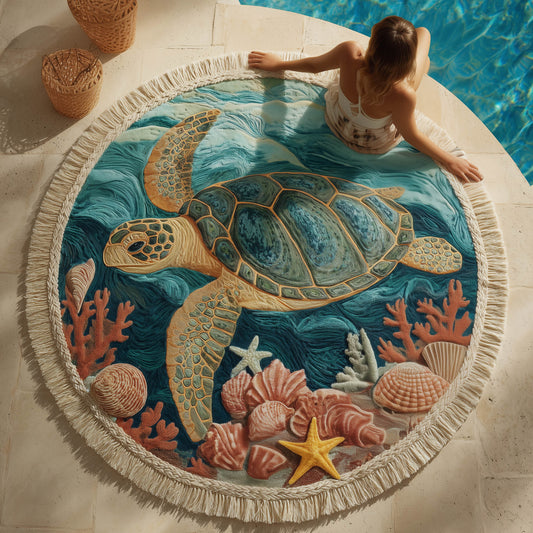 Sea Turtle Round Beach Towel GFTONT6286