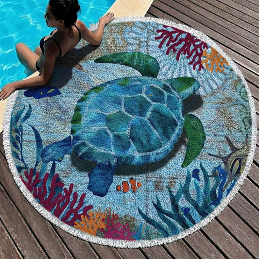 Sea Turtle Round Beach Towel GFTONT6287