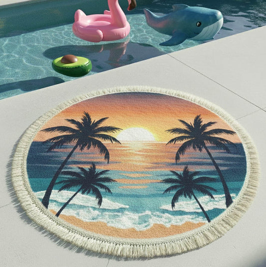Tropical Beach Round Beach Towel GFTONT6293
