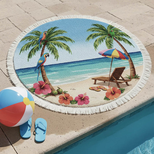 Tropical Beach Round Beach Towel GFTONT6294