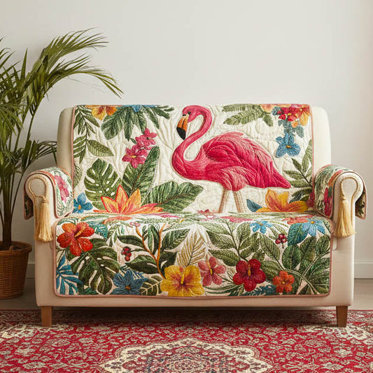 Tropical Flamingo Quilted Sofa Cover GFTONT6312