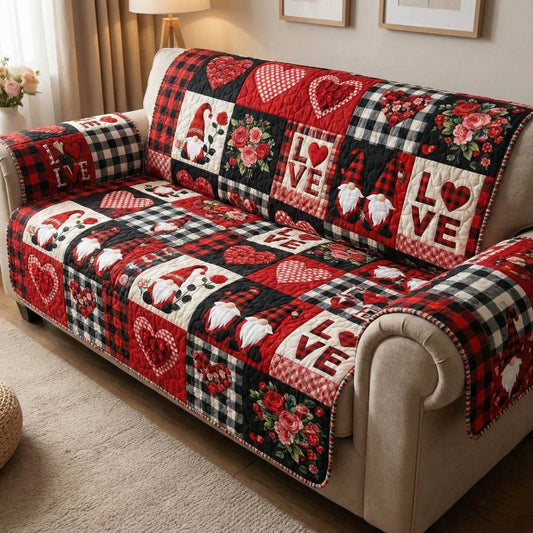 Valentine Gnomes Quilted Sofa Cover GFTONT6377