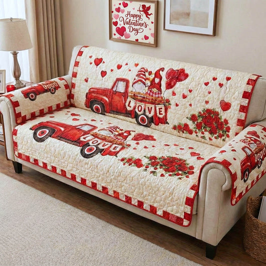 Valentine Gnomes Quilted Sofa Cover GFTONT6378