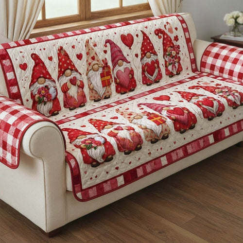 Valentine Gnomes Quilted Sofa Cover GFTONT6379