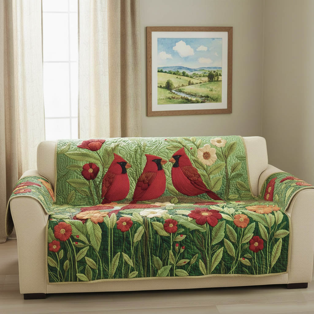 Charming Cardinals Quilted Sofa Cover GFTONT6386