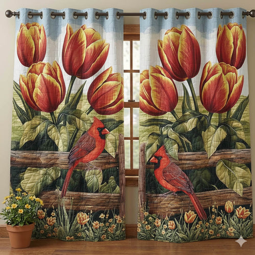 Charming Cardinals Quilted Curtains GFTONT6393