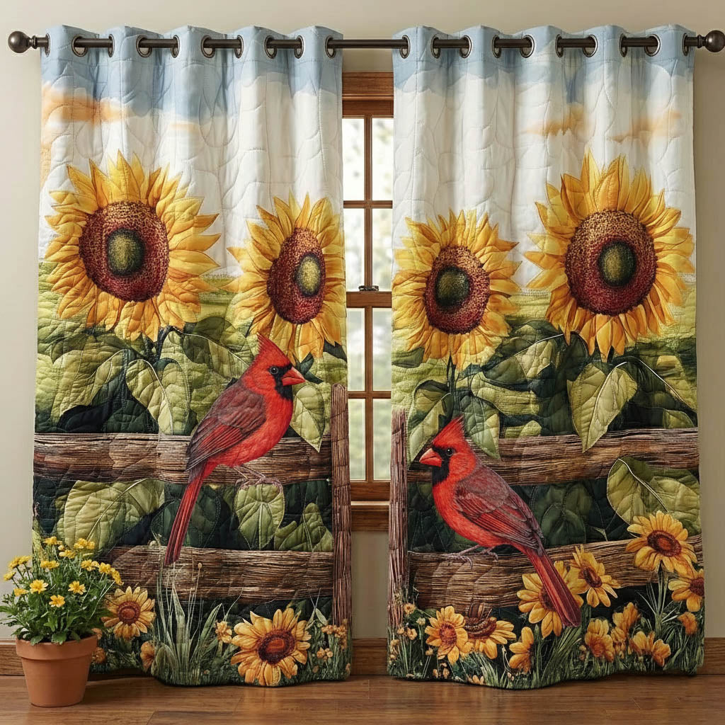 Floral Cardinals Quilted Curtains GFTONT6395