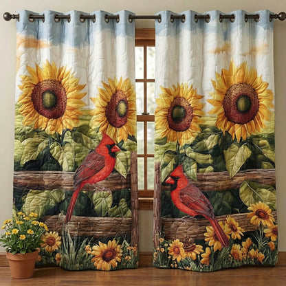 Floral Cardinals Quilted Curtains GFTONT6395