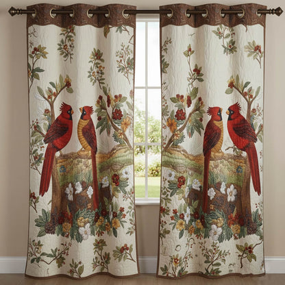 Floral Cardinals Quilted Curtains GFTONT6396