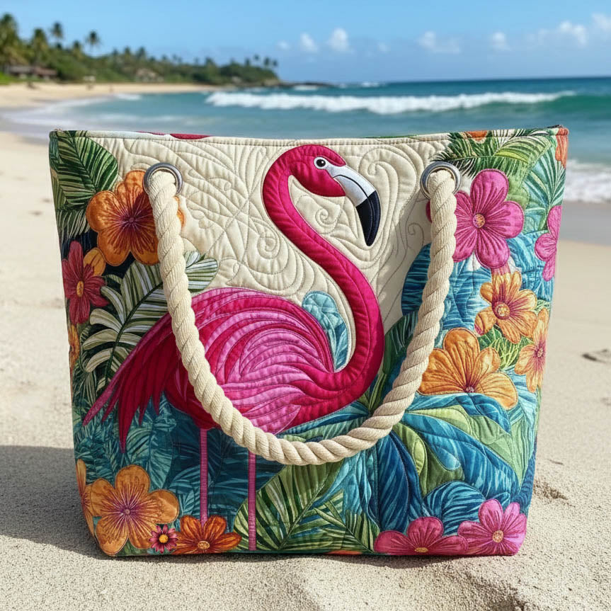 Tropical Flamingo Quilted Beach Bag GFTONT6417