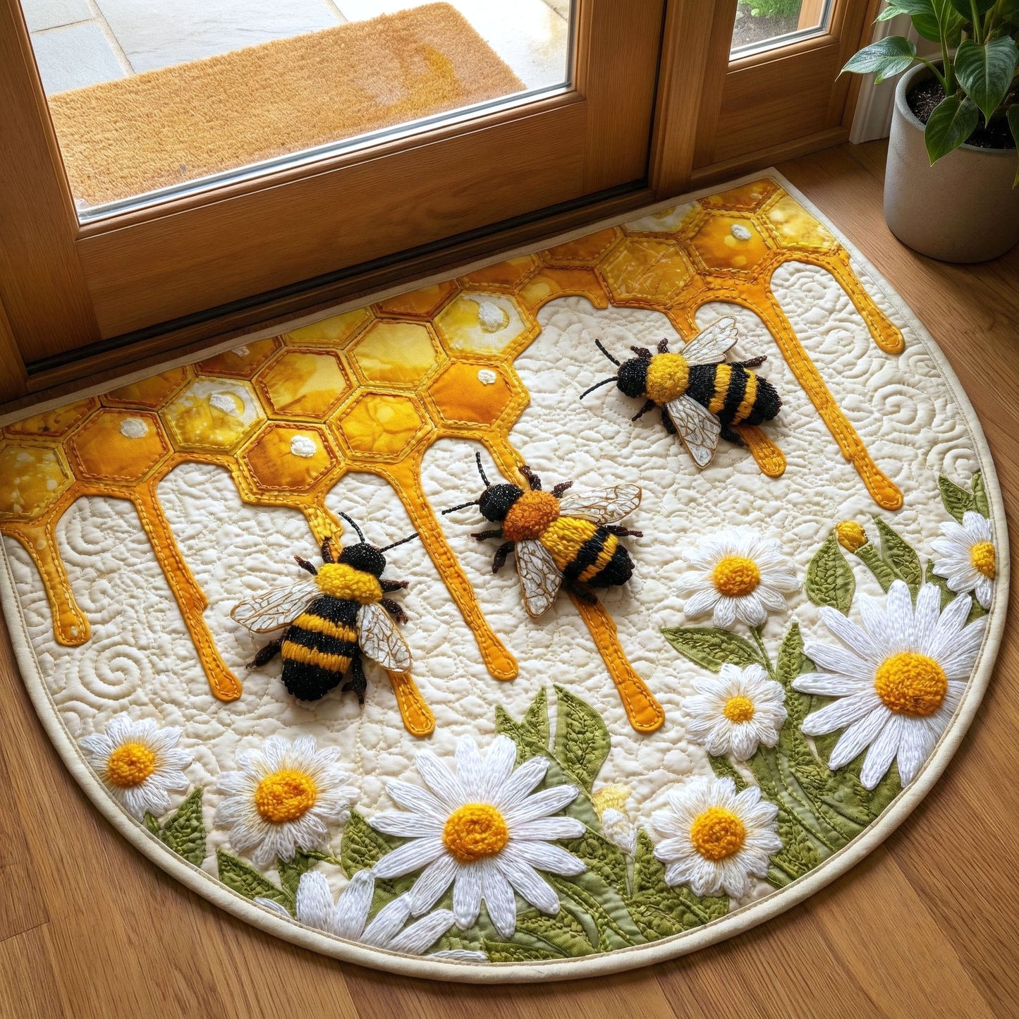 Honey Beehive Quilted Welcome Mat GFTONT6560