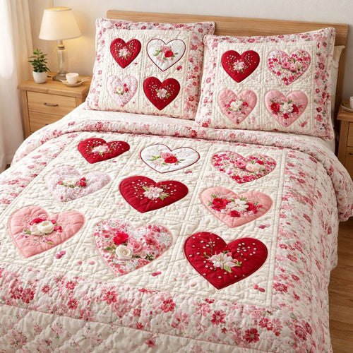 Elegant Heart 3-Piece Quilted Bedding Set GFTONT6601