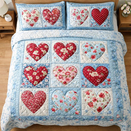 Elegant Heart 3-Piece Quilted Bedding Set GFTONT6602