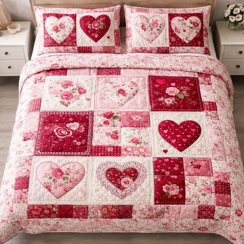 Loving Hearts 3-Piece Quilted Bedding Set GFTONT6603