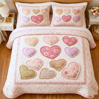 Loving Hearts 3-Piece Quilted Bedding Set GFTONT6605