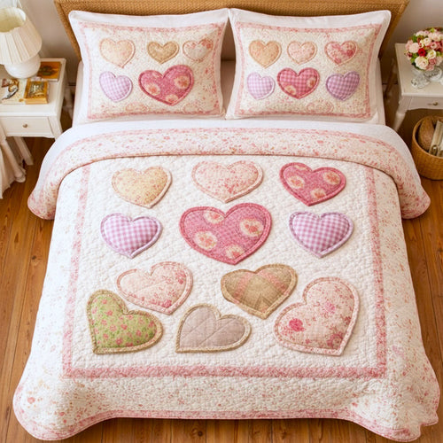 Loving Hearts 3-Piece Quilted Bedding Set GFTONT6605