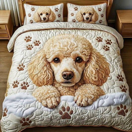 Adorable Poodle 3-Piece Quilted Bedding Set GFTONT6606