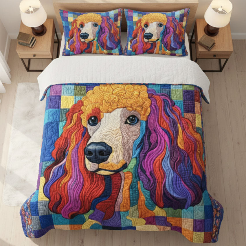 Adorable Poodle 3-Piece Quilted Bedding Set GFTONT6607