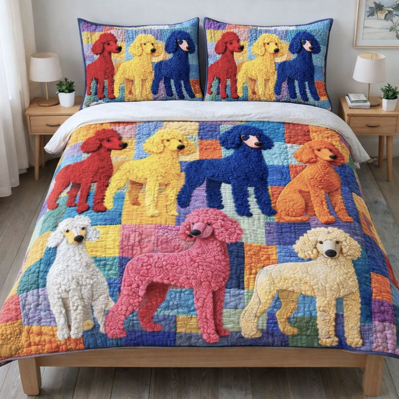 Poodle Gang 3-Piece Quilted Bedding Set GFTONT6609