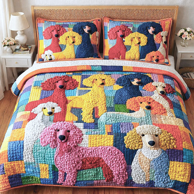 Poodle Gang 3-Piece Quilted Bedding Set GFTONT6610